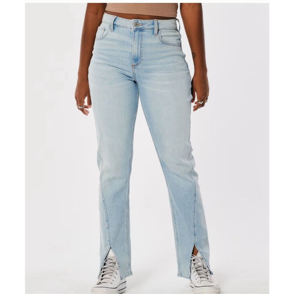 HOLLISTER 7S 28W Curvy Ultra High Rise Mom Jeans Straight Leg Medium Wash Vintag